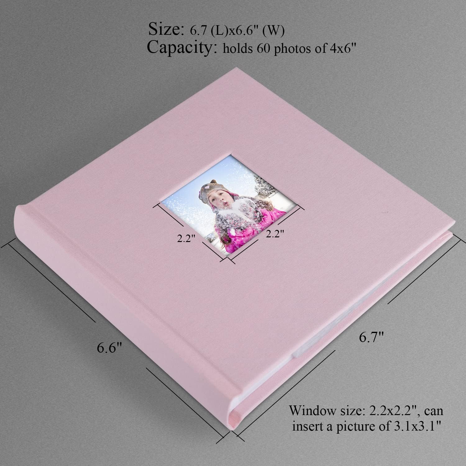 Álbum de fotos de 4 x 6 pulgadas con capacidad para 60 fotos con bolsillos verticales deslizantes, libro de fotos, cubierta de lino, álbumes de