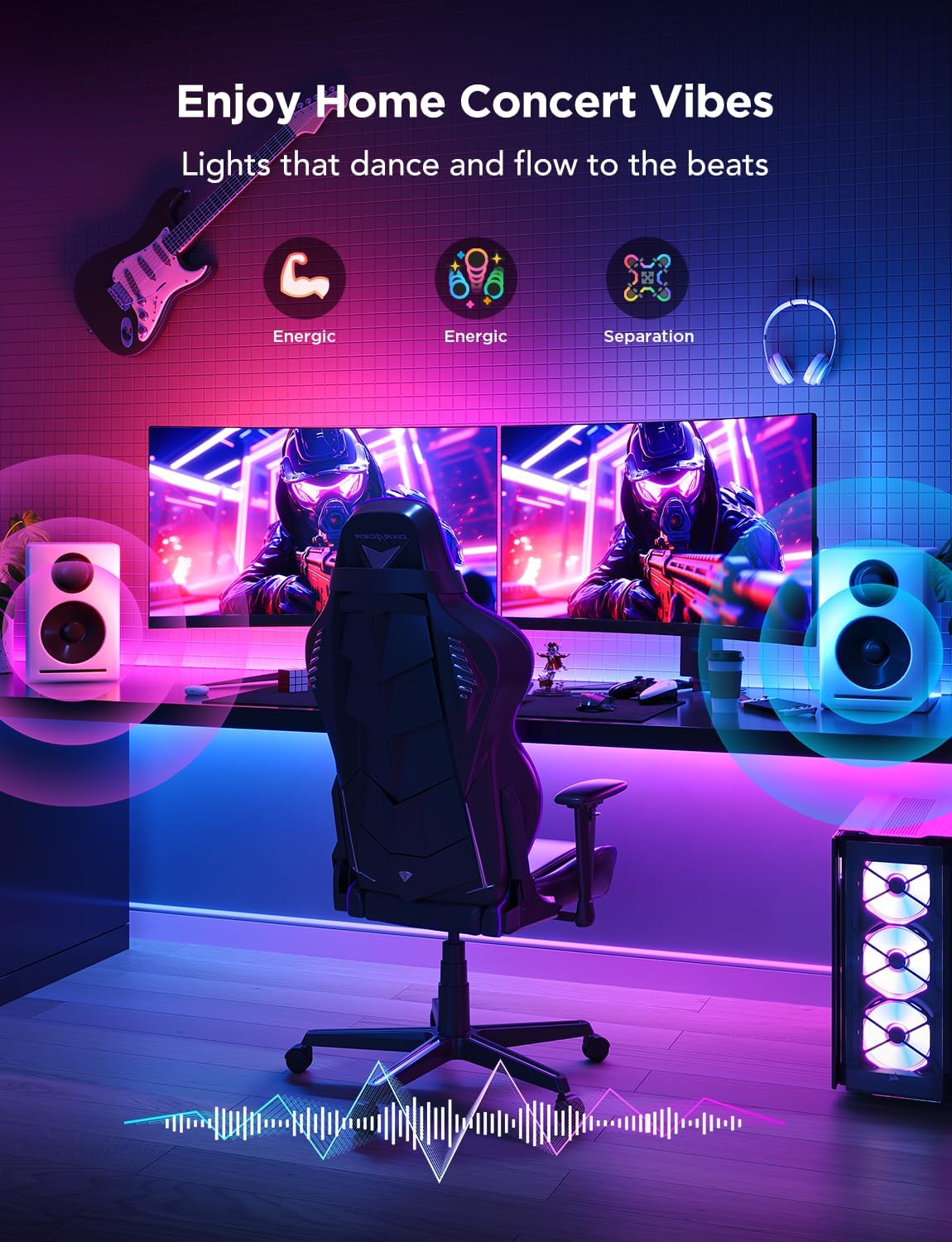 Govee Retroiluminación LED para TV, luces LED RGBIC para TV, retroiluminación LED Smart TV para televisores de 40 a 50 pulgadas, sincronización de