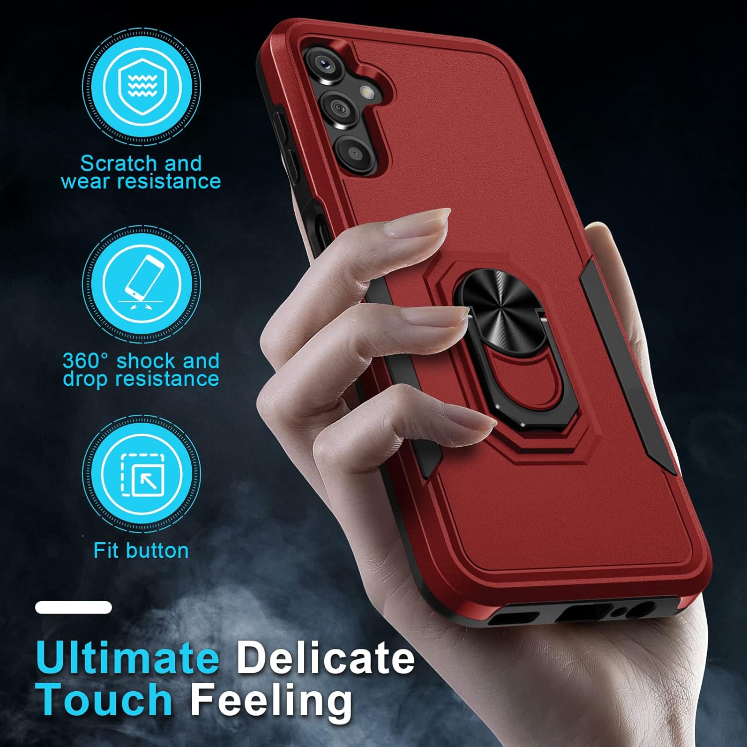 Janmitta Funda para Samsung Galaxy A14 5G con protector de pantalla + protector de lente de cámara, resistente a prueba de golpes, funda protectora