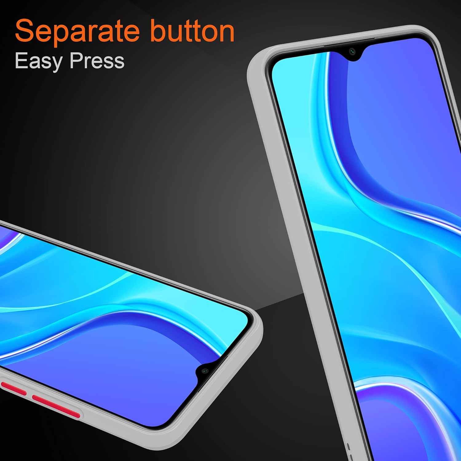 Funda compatible con Xiaomi Redmi 9 en transparente esmerilado – Funda para teléfono móvil con silicona TPU interior y parte trasera de plástico