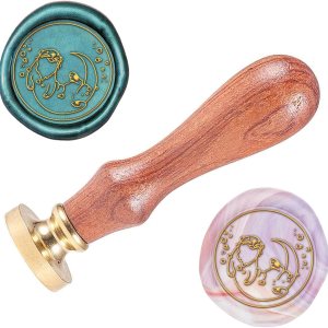 SUPERDANT Sello de cera con burbujas de nutria de 0.98 pulgadas, sello de cera vintage de repuesto, cabeza de latón, mango de madera, cera de SUPERDANT Sello de cera con burbujas de nutria de 0.98 pulgadas, sello de cera vintage de repuesto, cabeza de latón, mango de madera, cera de