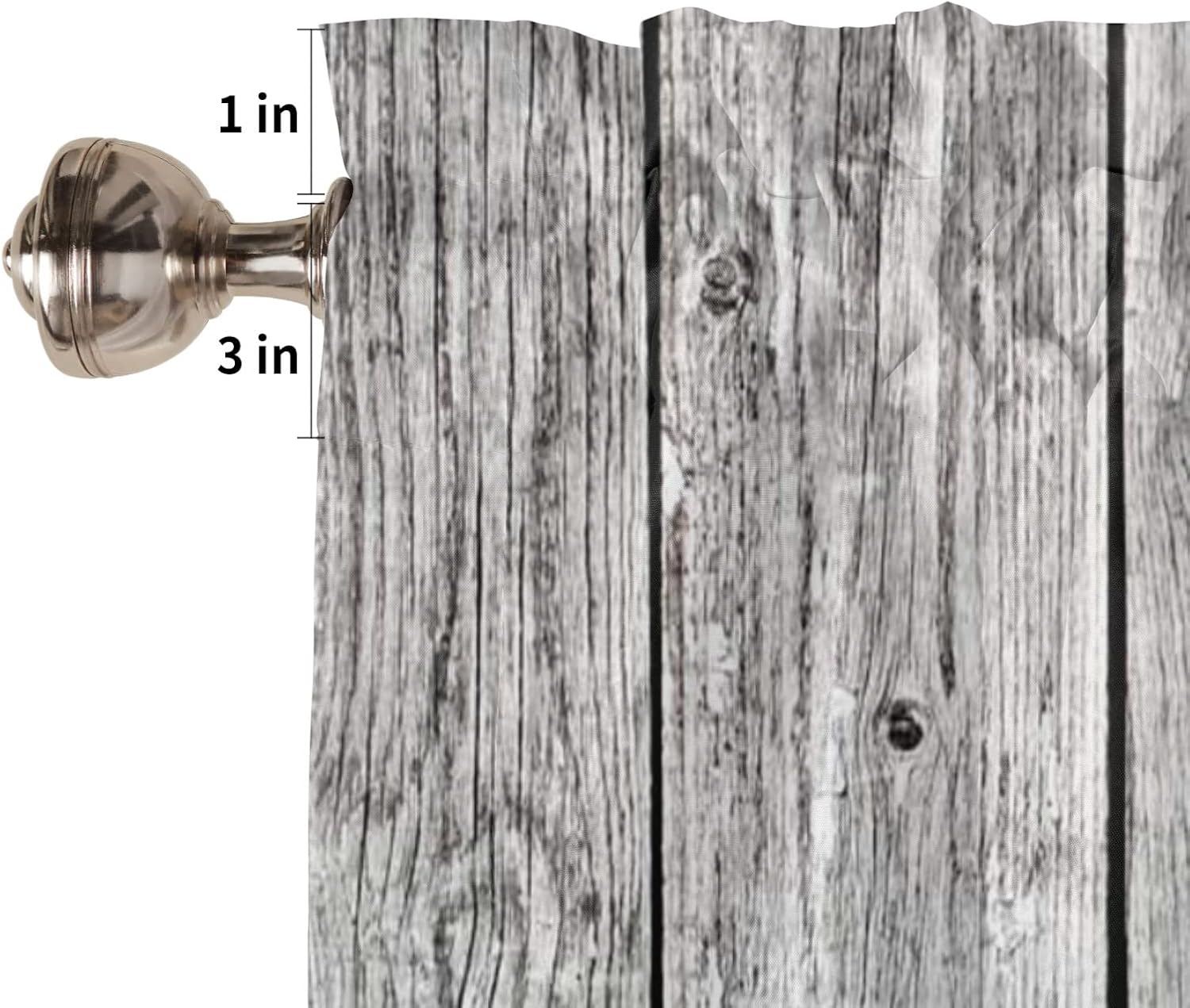 Artwork Store Curtain Valance for Window Kitchen Decor, Ocean Gray Rustic Wood 54″ x 18″ Window Treatment Curtains Topper Rod Pocket Valances for