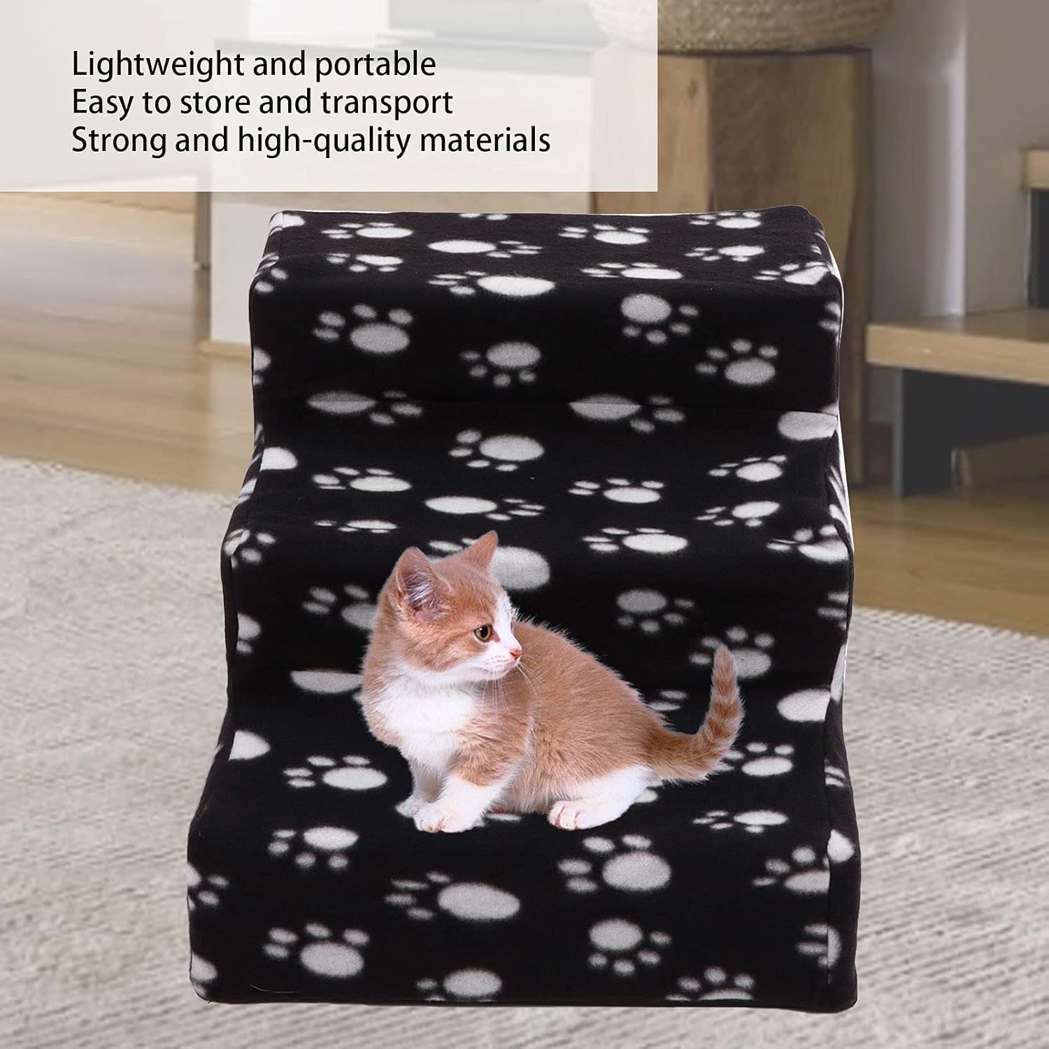 Escaleras para mascotas, escalera de escalada para mascotas, 3 niveles, portátil, antideslizante, escaleras extraíbles para perros y gatos