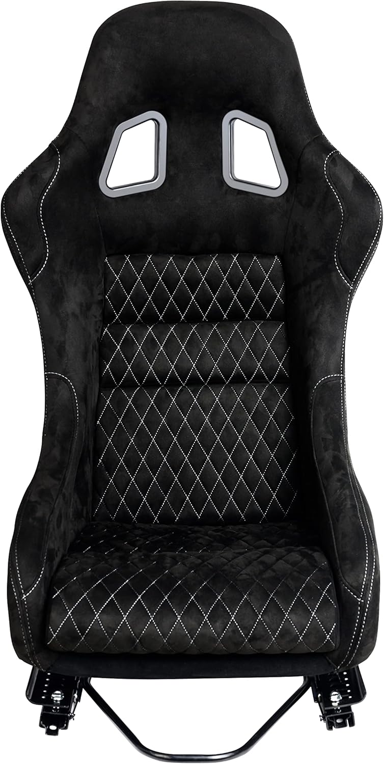 Tamaño M Pieza de Universal Plata Glitter Fibra de Vidrio Racing Cubo Asiento Completo Negro Gamuza Cubierta de Diamante Blanco Puntada Frontal Con