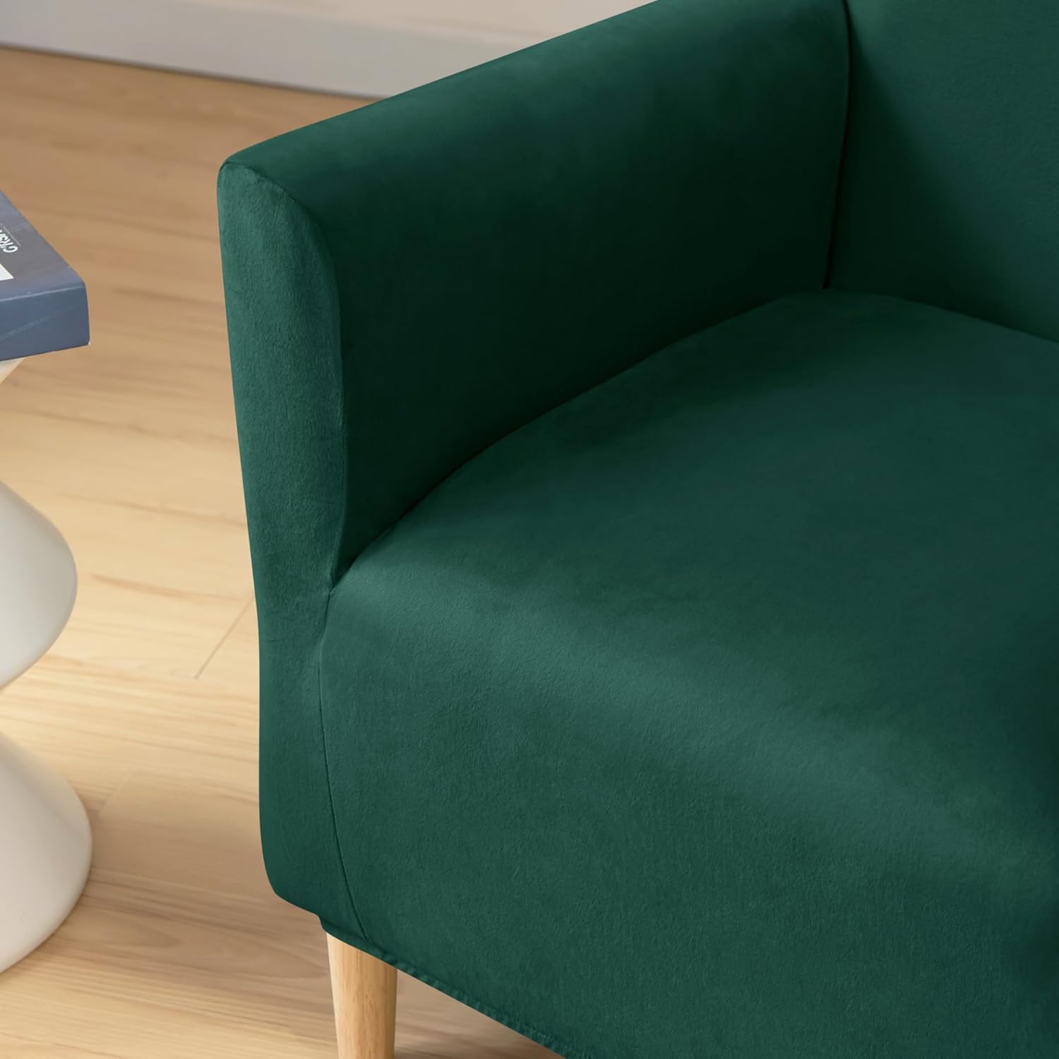 Fundas elásticas para sillón de terciopelo verde con brazos, protector de muebles para sala de estar, dormitorio (verde)