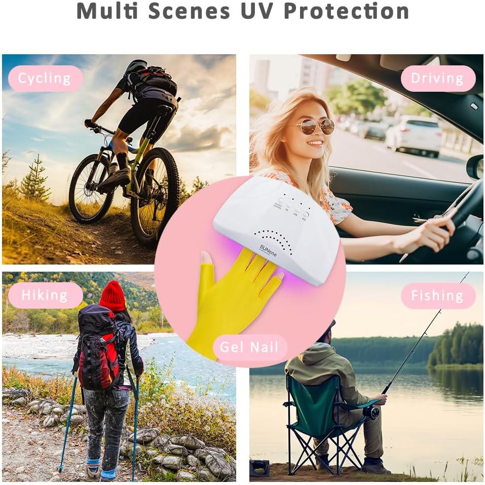 Alainzeo 2 pares de guantes UV para uñas, guantes UV de alta calidad para lámpara de uñas, guante profesional anti UV sin dedos