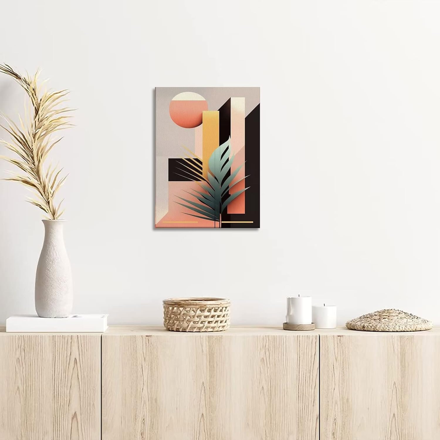 Solitar Pintura minimalista para pared de sala de estar, arte de plantas, decoración de pared de restaurante medieval, apariencia del día de la hoja