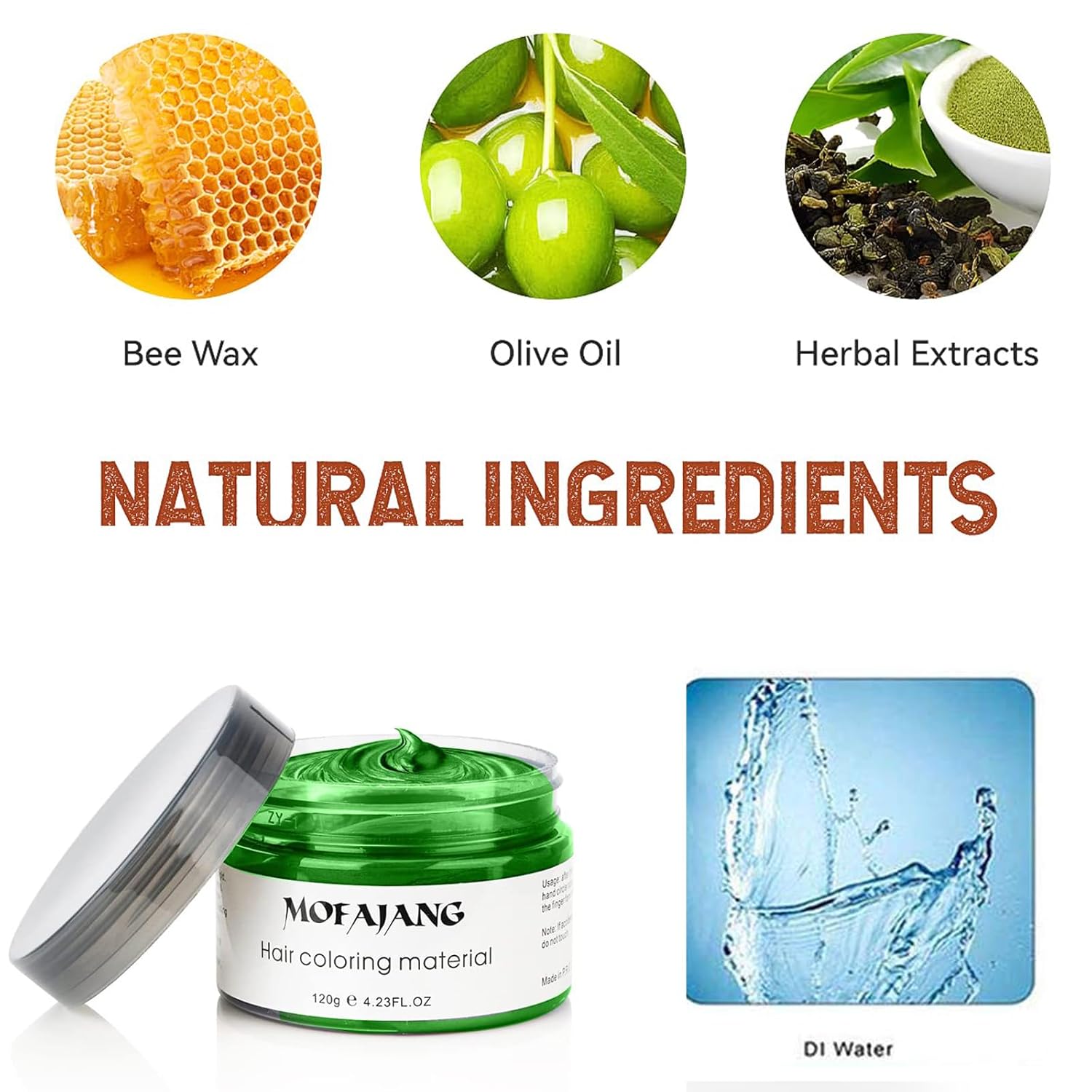 Color de cera temporal verde para el cabello, color verde en aerosol para el cabello, tinte de cera para el cabello, arcilla para peinar el cabello,