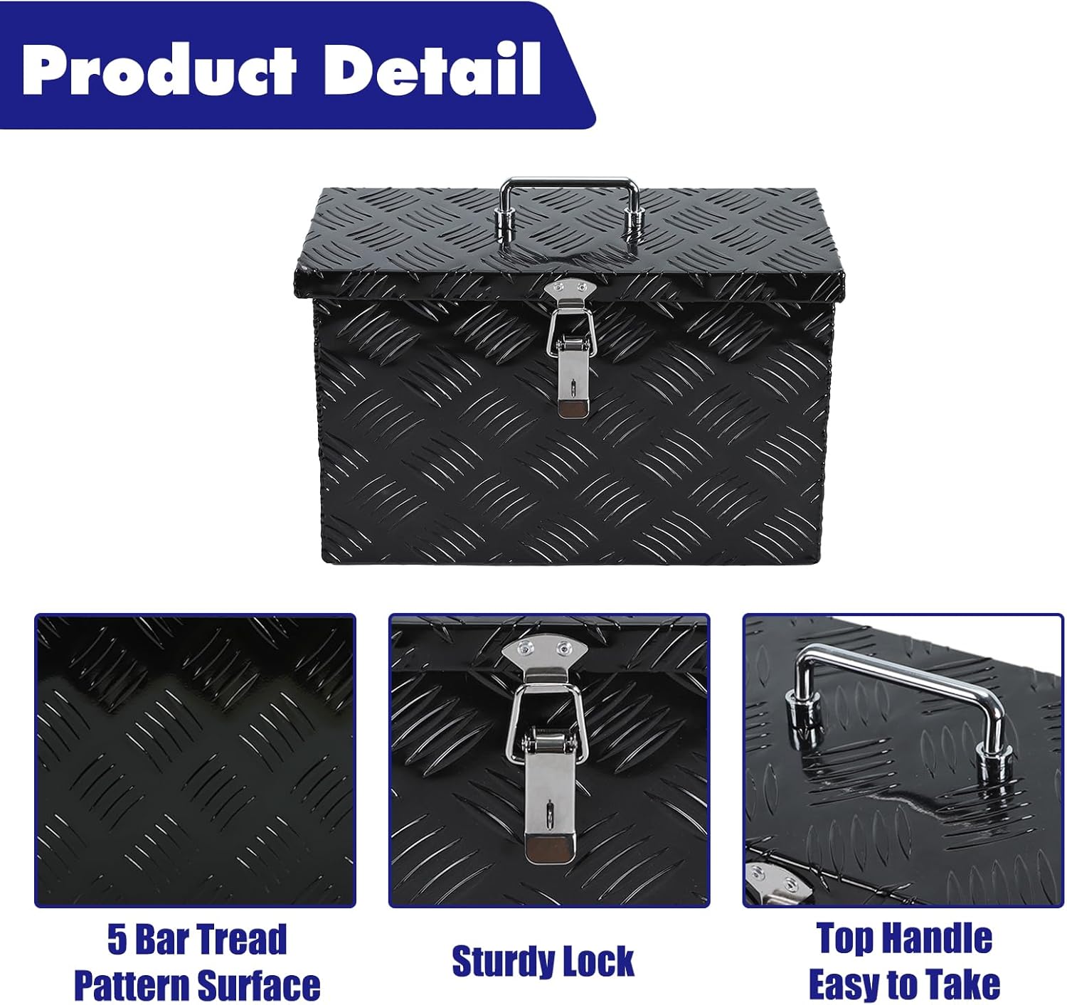 Caja de herramientas de aluminio para camioneta, caja de herramientas para caja de herramientas de caja de 5 barras con patrón de banda de rodadura