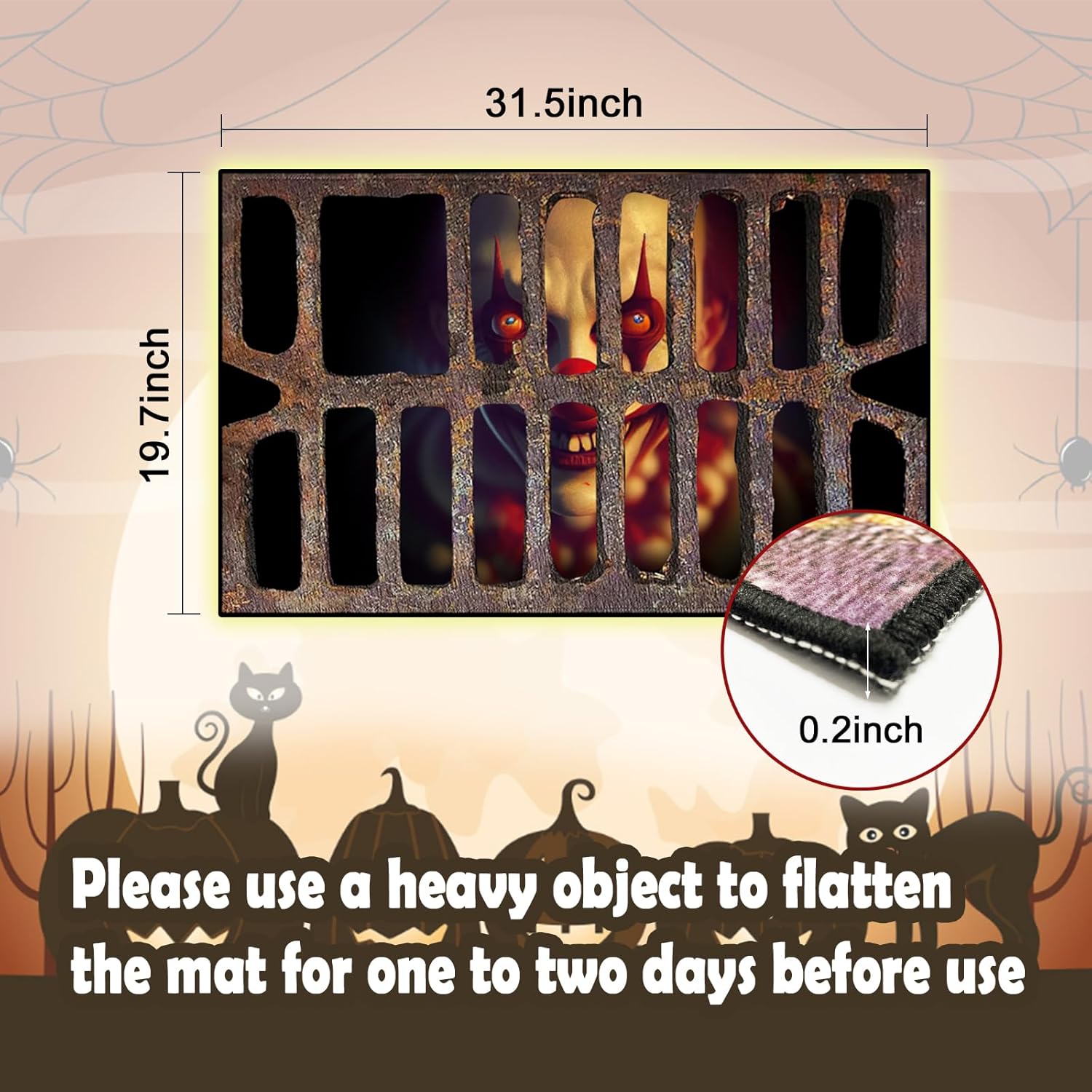 Tapete para puerta de Halloween, tapete de bienvenida de payaso de terror, tapete antideslizante para entrada delantera, decoración del hogar de