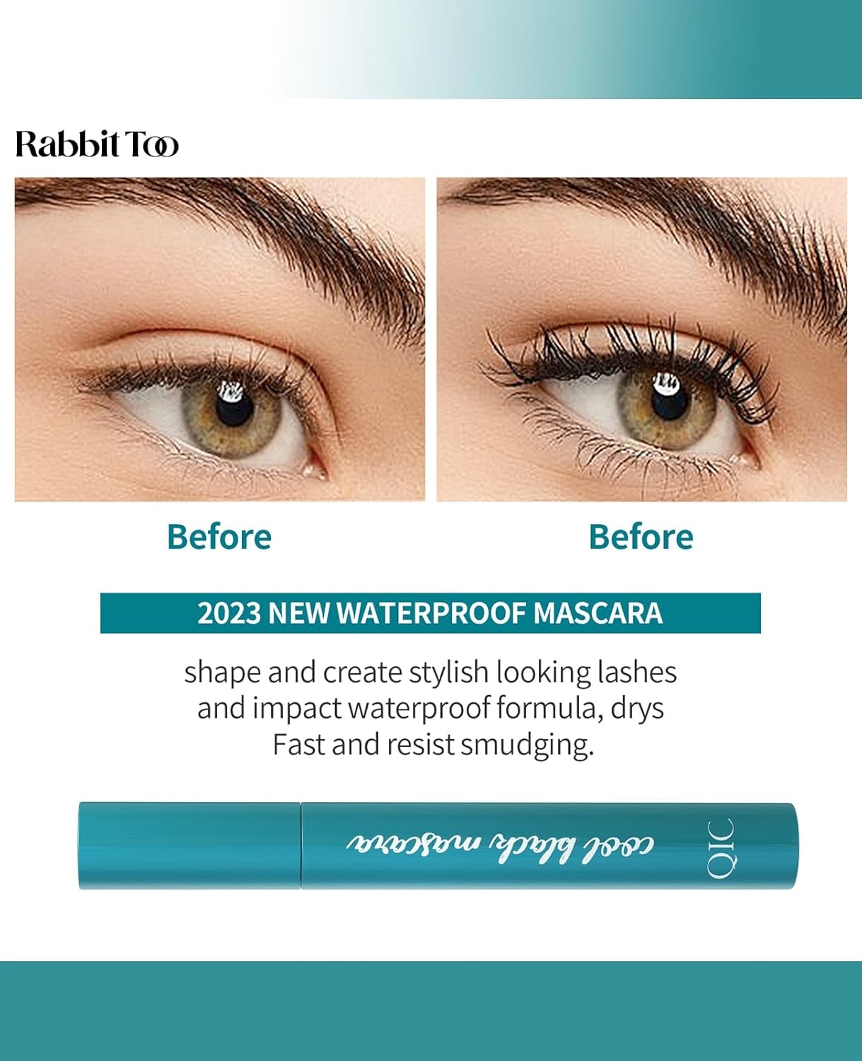 Rabbit Too Extensión de pestañas líquida, máscara Thrive para alargamiento natural y efecto espesante, natural sin manchas aglomerantes, duradera
