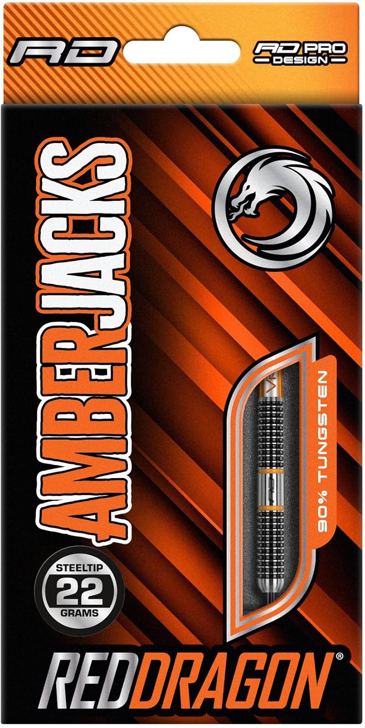 RED DRAGON Amberjack Series – Juego de dardos con vuelos y ejes (tallos)