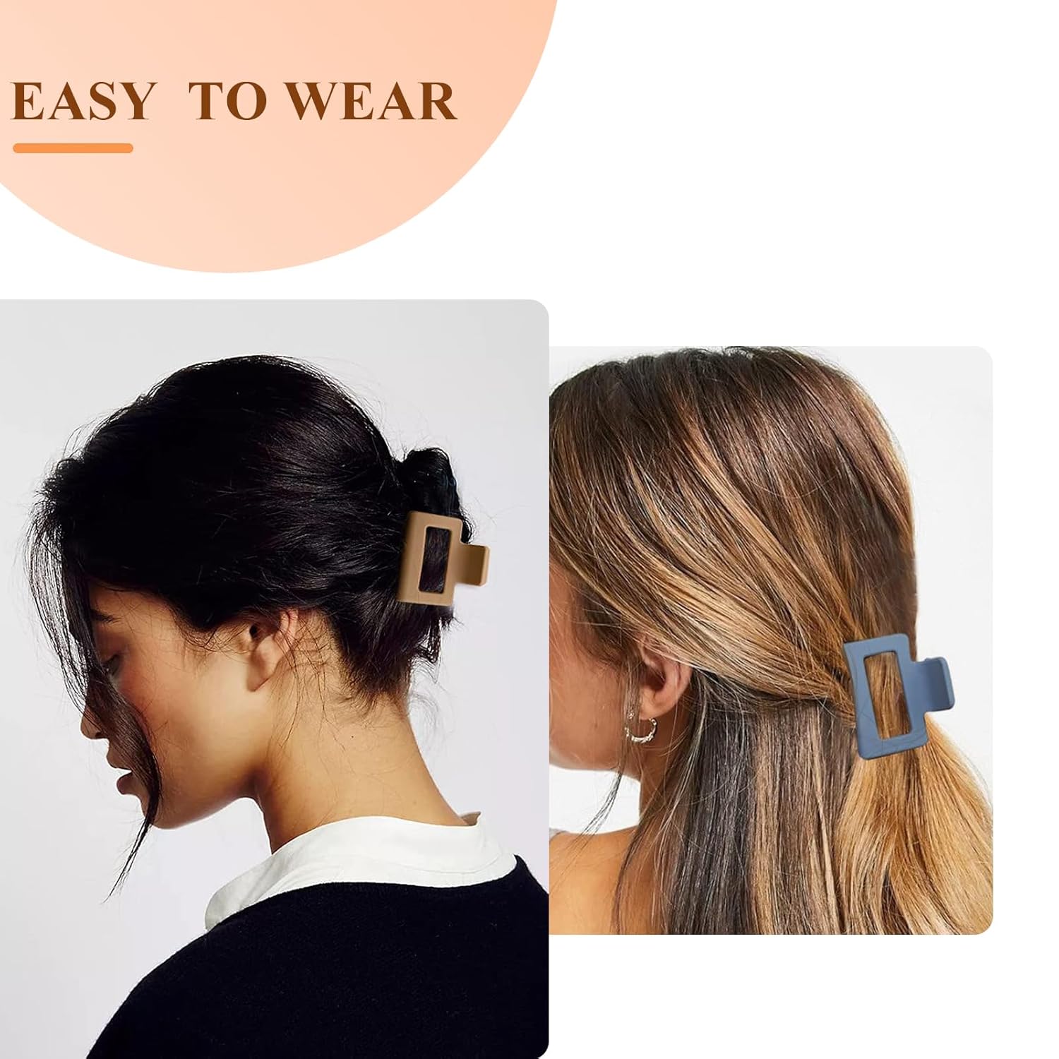 XINCHEAL 4 pinzas para el cabello, pinzas de pelo mate de 2 pulgadas para cabello grueso, pinzas cuadradas de color netural para cabello grueso,