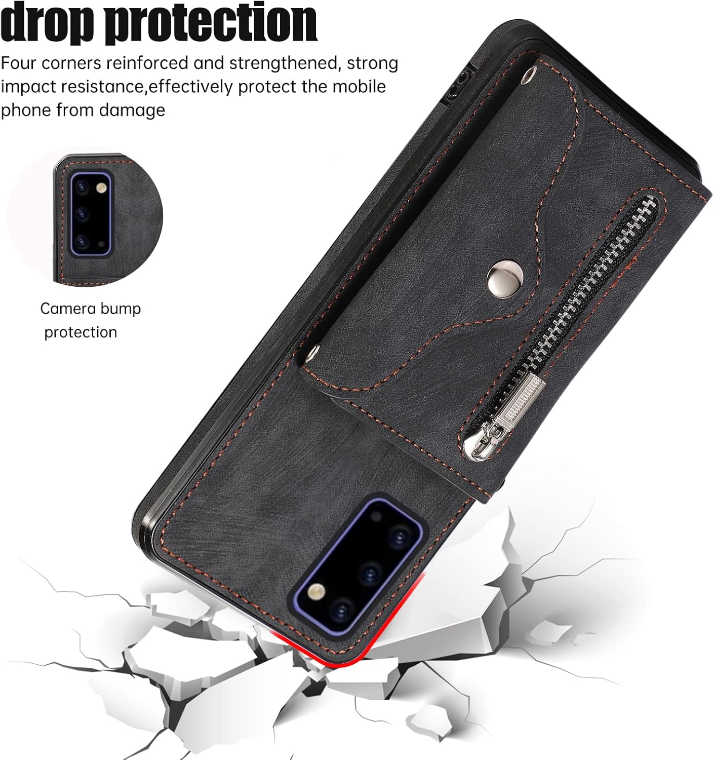 Asuwish Funda de teléfono para Samsung Galaxy Note 20 5G con correa cruzada para la muñeca, cordón, soporte para tarjeta de crédito, accesorios de