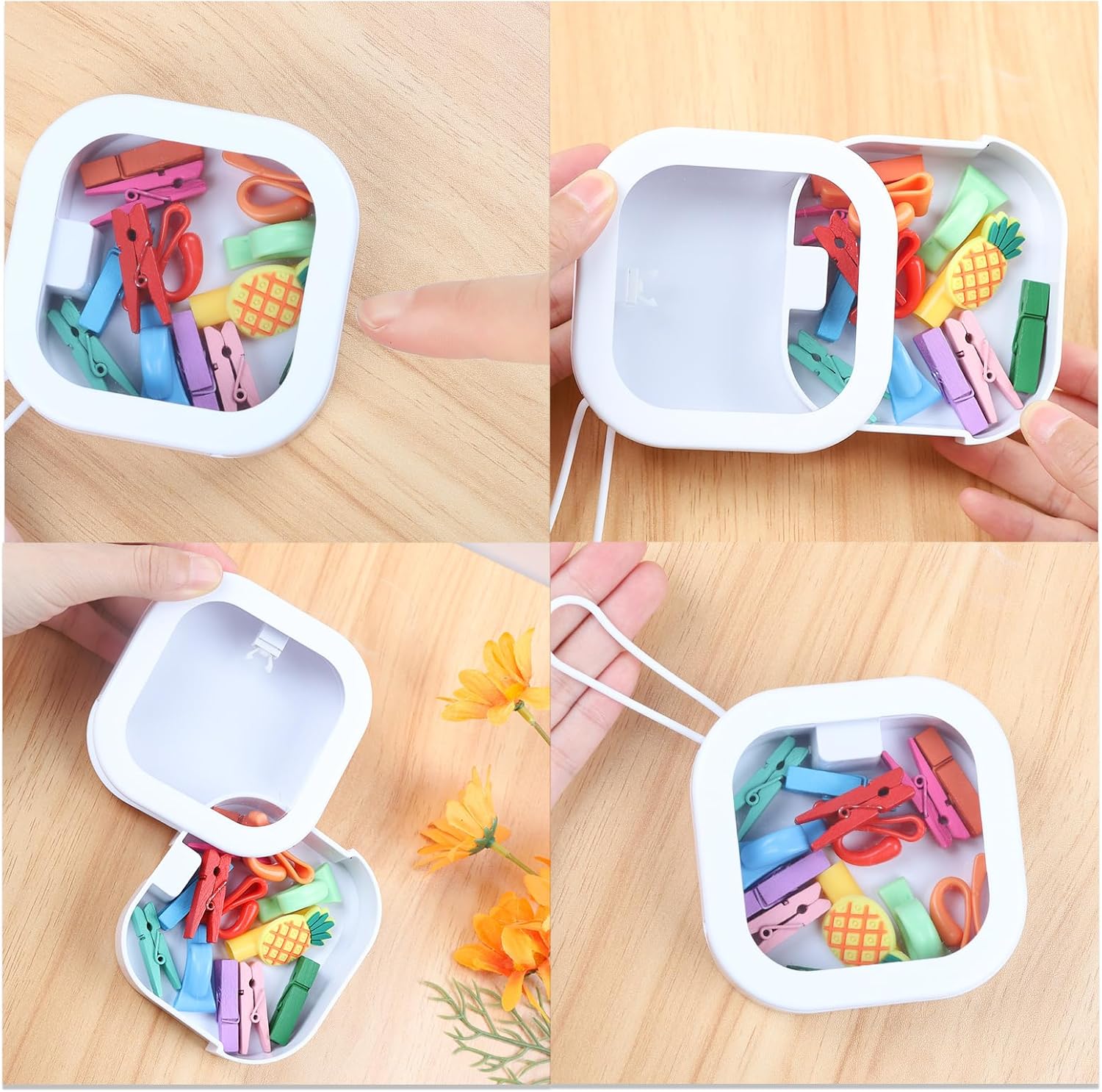 6 organizadores de cintas para el cabello, organizador de accesorios para el cabello, dispensador portátil de soporte de Qtip de viaje, caja de