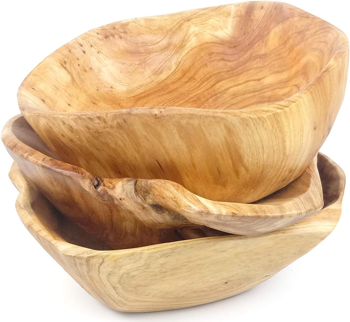 Tazón de madera para servir ensalada de frutas tallada a mano cuencos de raíz creativa sala de estar cuenco de madera real para dulces de 7 a 9