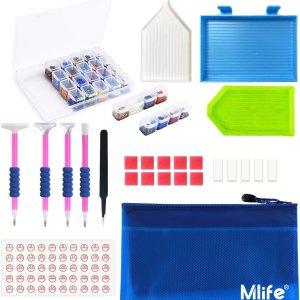 Mlife Kit de herramientas de arte de diamante 5D, 31 piezas de accesorios de arte de diamantes con 28 ranuras, caja de bordado de diamante para Mlife Kit de herramientas de arte de diamante 5D, 31 piezas de accesorios de arte de diamantes con 28 ranuras, caja de bordado de diamante para