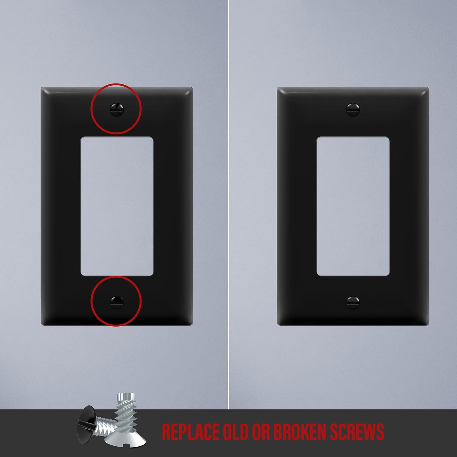 ENERLITES Tornillos de repuesto para placa de pared decorativa, tornillos de cabeza ovalada de 516 pulgadas de longitud, acabado brillante pintado,