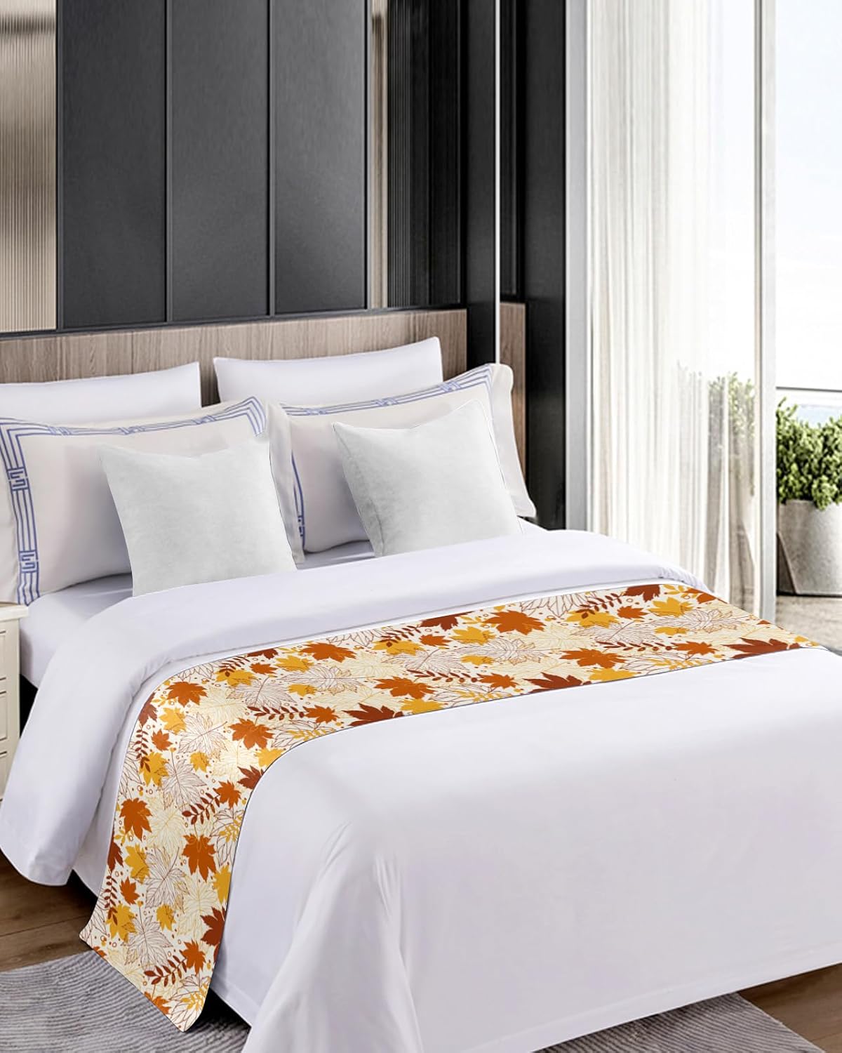 Bufanda de camino de cama de otoño, tamaño Cal King, manta de cama de lujo para cama individual, matrimonial, Queen, King, decoración de dormitorio,