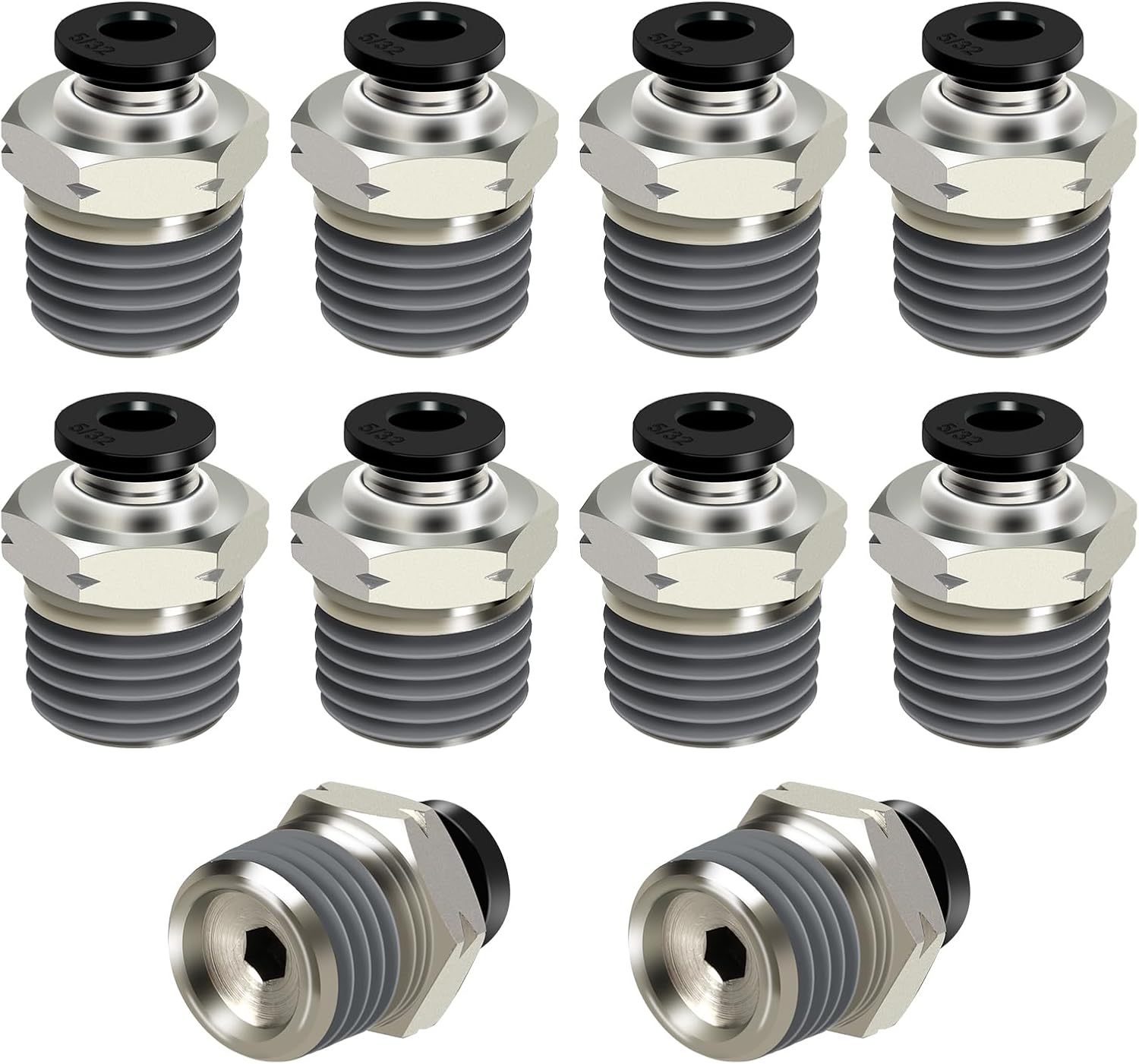 Tubo neumático macho recto de 532 pulgadas OD x 14 pulgadas NPT Push para conectar accesorios modo PC532xN02 (paquete de 10)