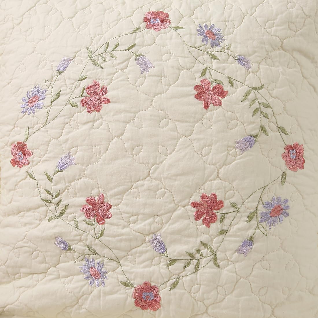 vctops Juego de 2 fundas de almohada cuadradas decorativas de algodón con volantes y diseño floral suave para sofá, cama (flor B, 18 x 18 pulgadas)