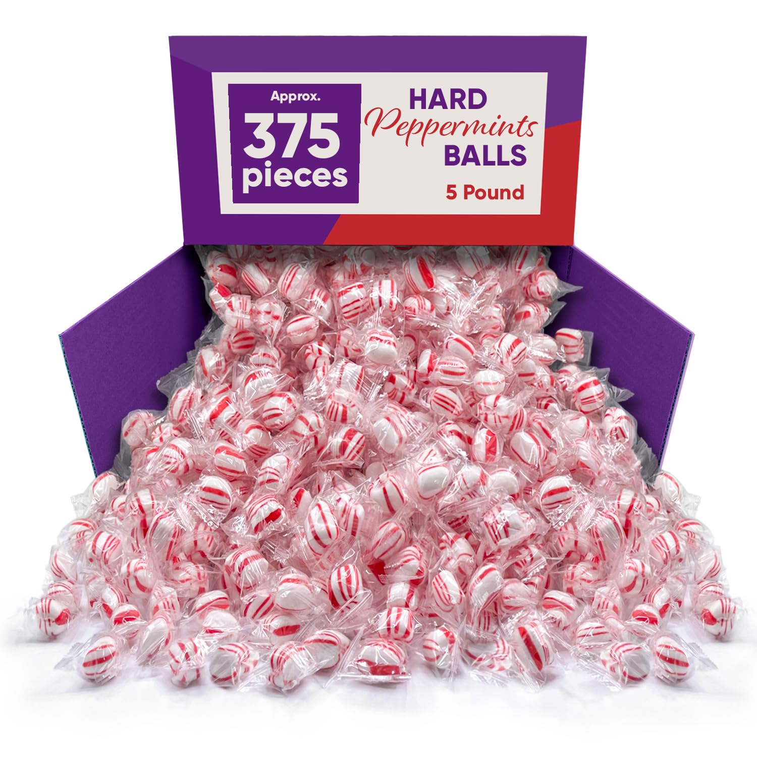 Bolas de caramelo duro con forma de torsiones de menta, caramelos a granel envueltos individualmente, 5 libras, aproximadamente 375 piezas, ideal