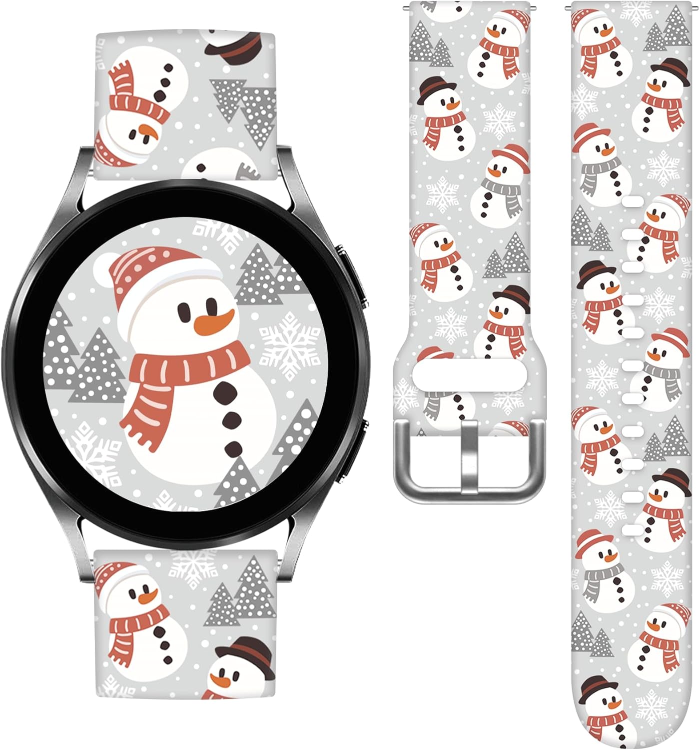 Vieeki Correas de reloj navideñas compatibles con Samsung Galaxy Watch 6  5  4  5 Pro  4 Classic  3 (1.614 in)  Active 2 y 1, correa de silicona de