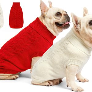 Paquete de 2 suéteres para perros pequeños  Ropa cálida mediana para cachorros en invierno, diseño de cuello alto para niños, niñas, mascotas, Paquete de 2 suéteres para perros pequeños  Ropa cálida mediana para cachorros en invierno, diseño de cuello alto para niños, niñas, mascotas,