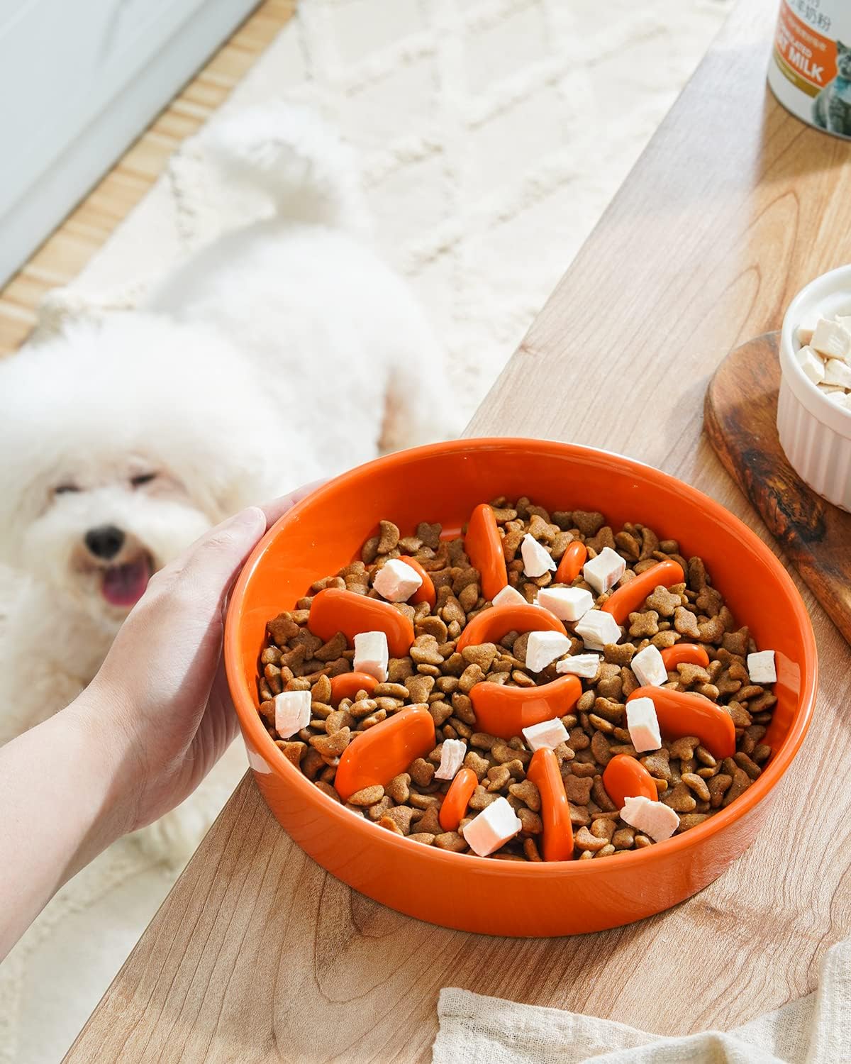 LE TAUCI Cuencos para perros de cerámica de alimentación lenta, 1.5 tazas de alimentación lenta para perros de raza pequeña y media, cuenco de