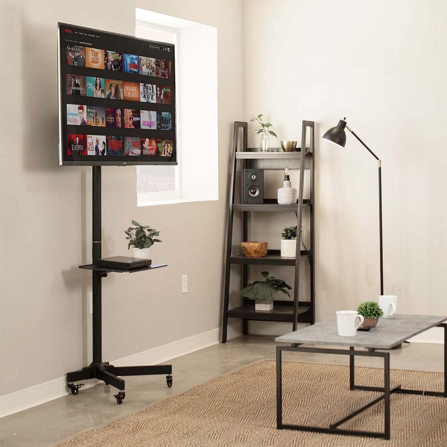 VIVO Base móvil de TV para pantallas planas LCD LED Plasma panel de soporte de piso con ruedas que se bloquean para TV de 23″ a 55″