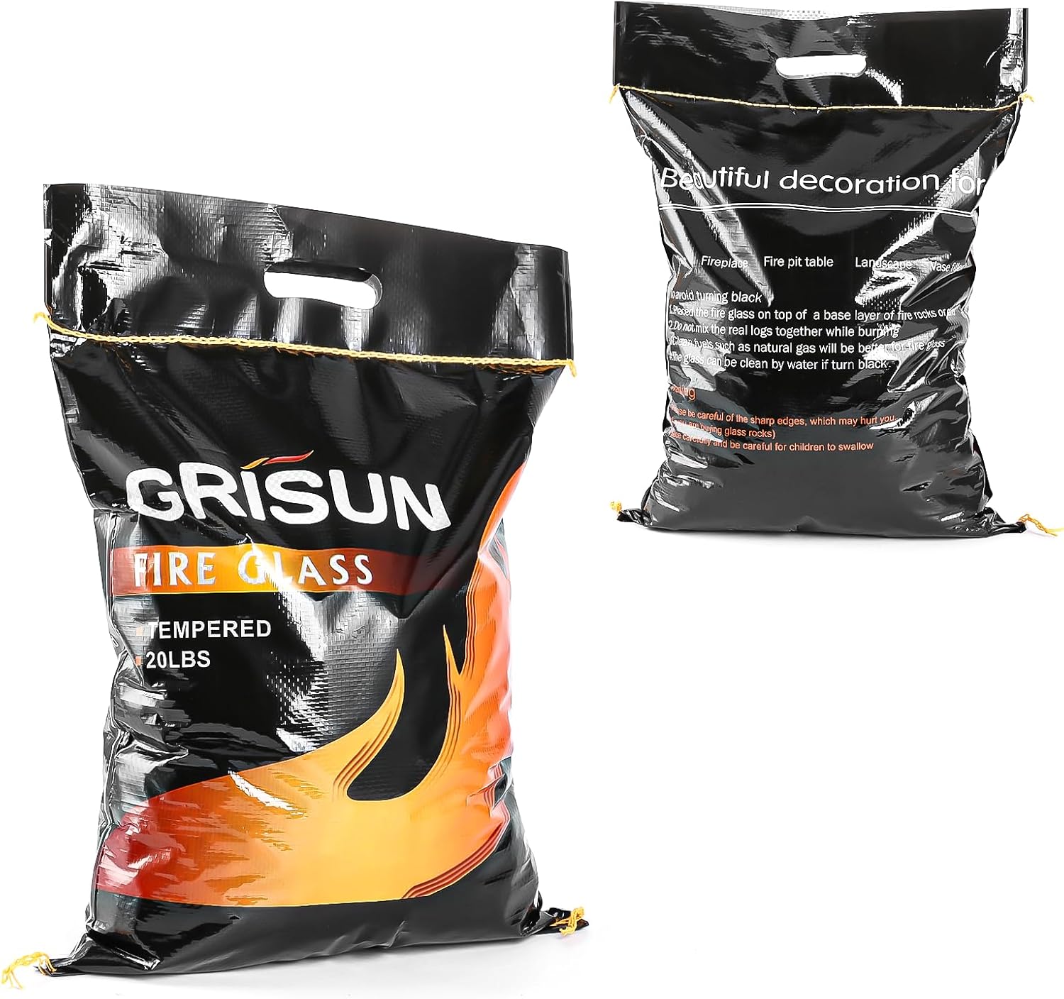GRISUN Granules – Piedra de lava para pozo de ajuste, piedras de lava templadas naturales seguras de 1-3 pulgadas para chimenea, paisajismo, cuencos