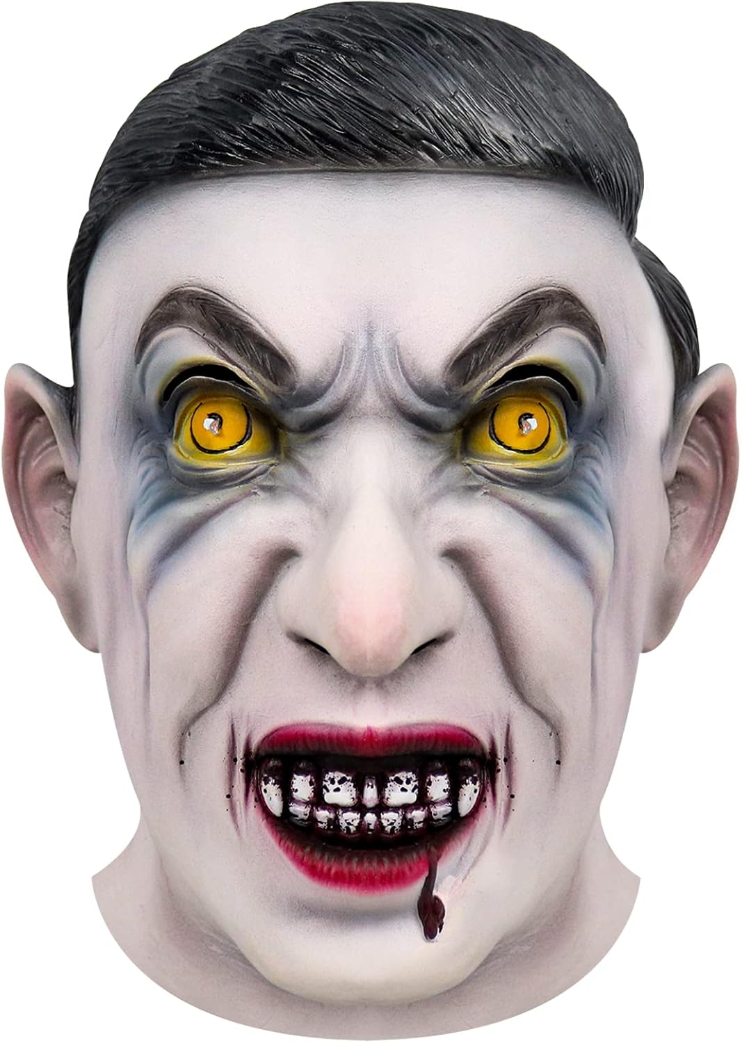 Máscara de vampiro aterradora y realista con ojos brillantes, monstruo de cabeza completa, disfraz de Halloween, cosplay, accesorios novedosos