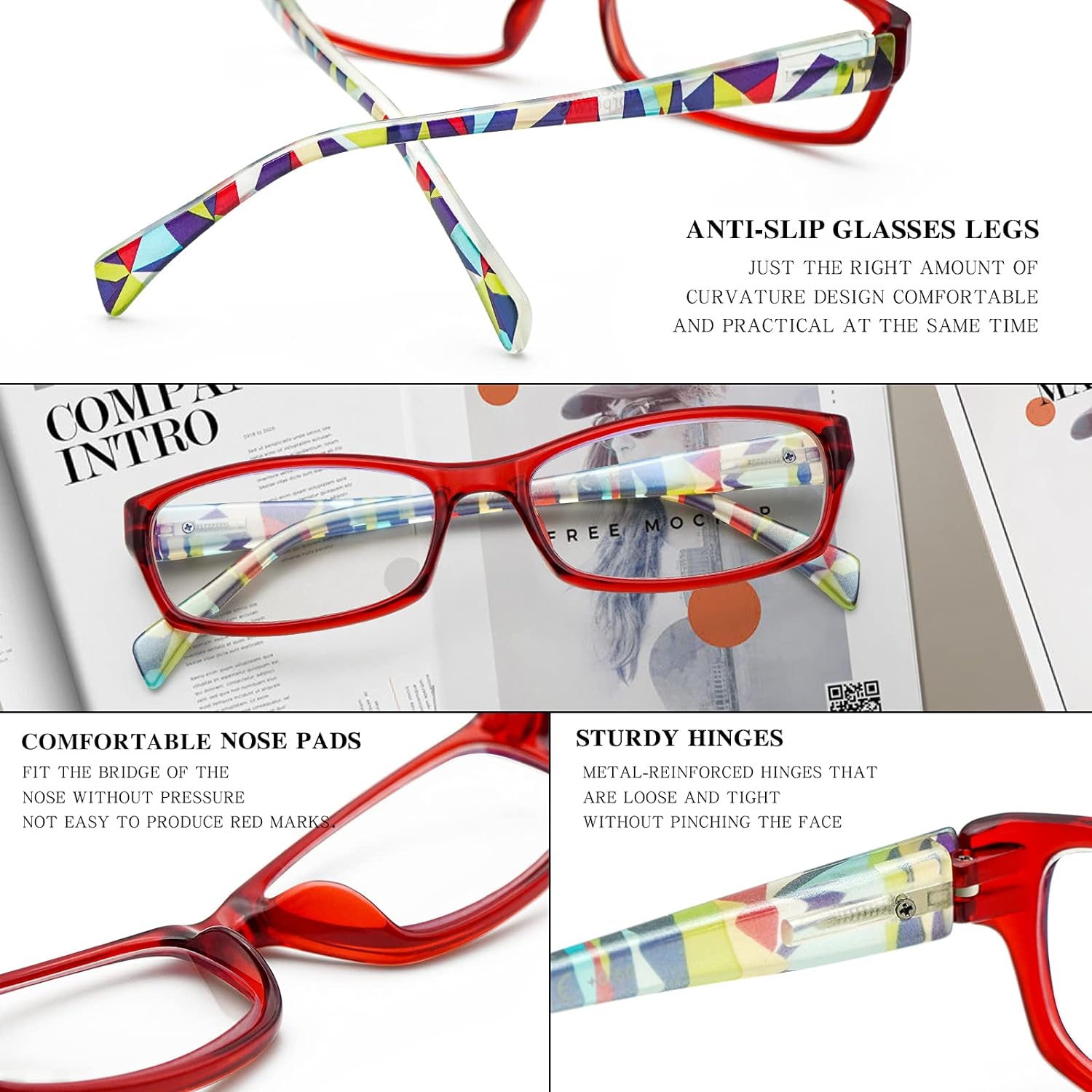 VIDEBLA Paquete de 5 lentes de lectura para computadora para hombres y mujeres, antifatiga ocular, lentes de bloqueo de luz azul para leer (5
