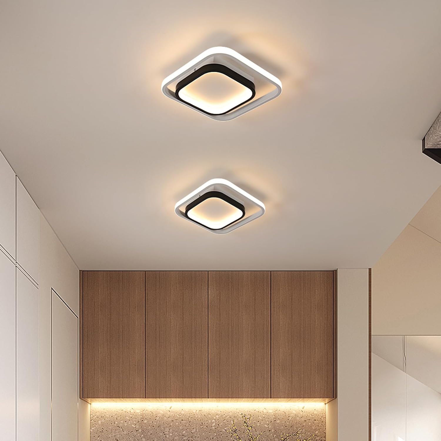 AUA Lámpara LED de techo empotrada, lámpara de techo moderna cuadrada de 33 W, 6500 K, luces de techo para pasillo cerca de la lámpara de techo para