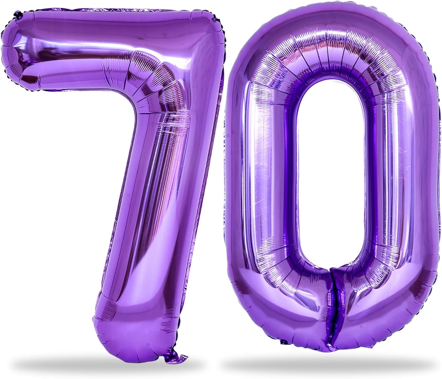 Globos morados de cumpleaños del número 70, globos grandes de 40 pulgadas de papel de aluminio de Mylar morado con el número 7 y 0 para mujeres,