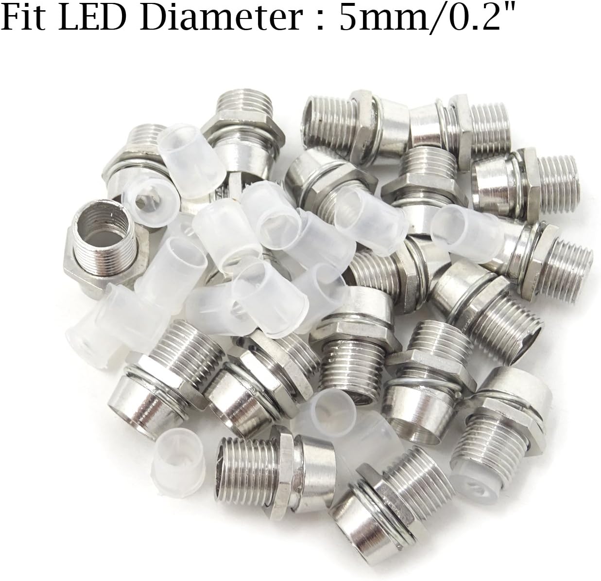 Honbay Pantalla de panel de montaje de soporte LED de diodo emisor de luz de color plateado de 20PCS 0.197 in