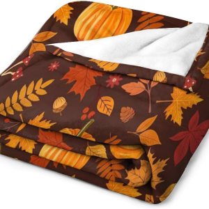 Manta suave de otoño con hojas de arce y calabaza, manta de franela para sala de estar, sofá, cama, silla, dormitorio, 50 x 60 pulgadas Manta suave de otoño con hojas de arce y calabaza, manta de franela para sala de estar, sofá, cama, silla, dormitorio, 50 x 60 pulgadas