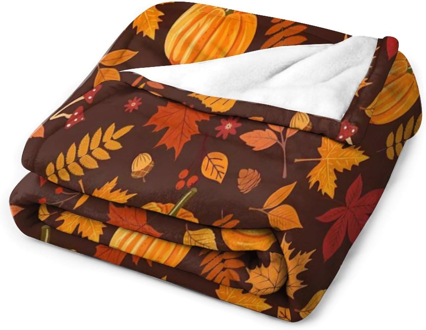 Manta suave de otoño con hojas de arce y calabaza, manta de franela para sala de estar, sofá, cama, silla, dormitorio, 50 x 60 pulgadas