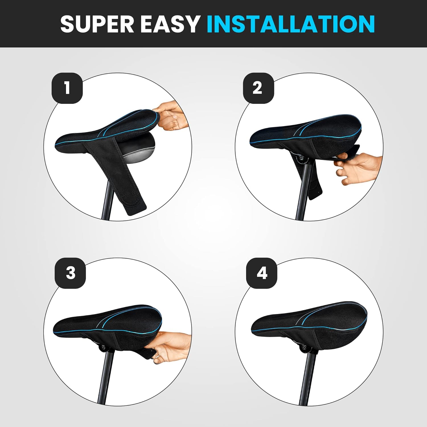X Wing Funda de asiento de bicicleta acolchada con espuma viscoelástica o gel, sillín de bicicleta suave para hombres y mujeres, cómodo cojín