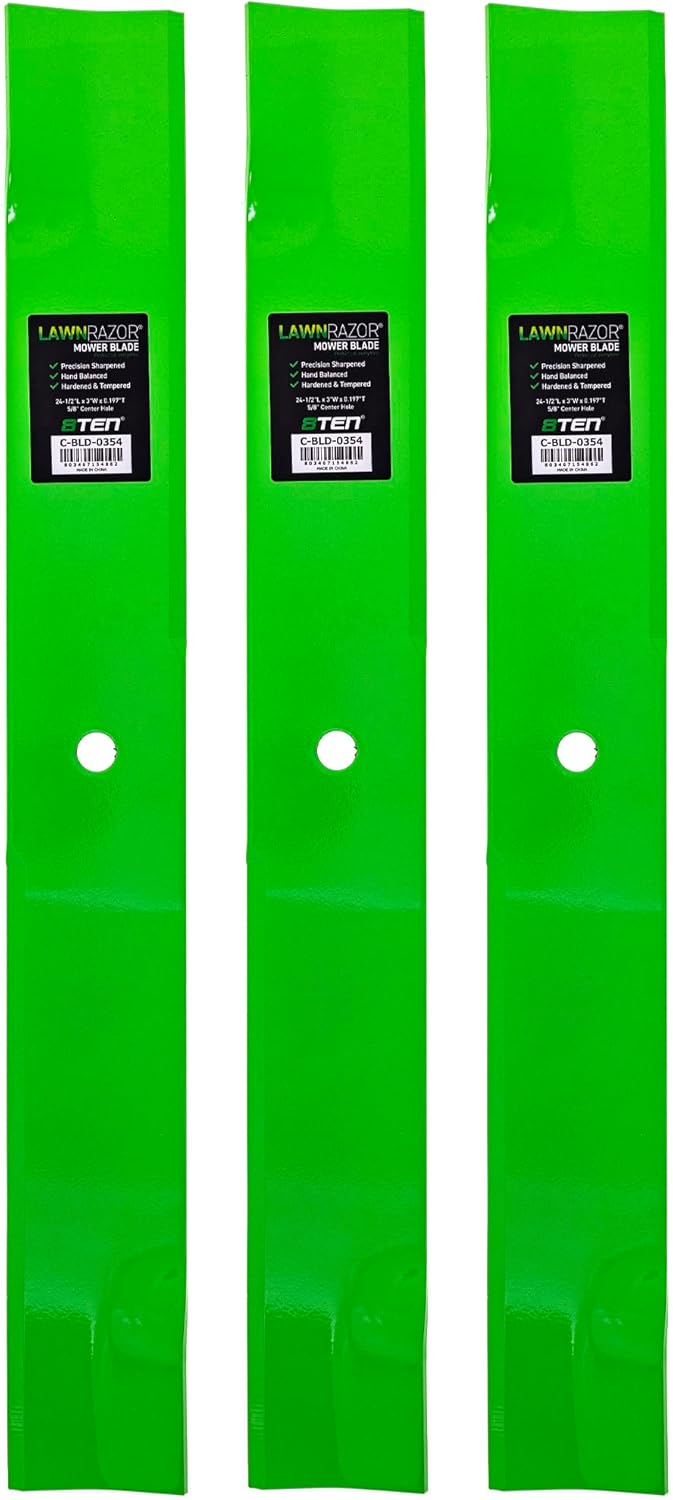 8TEN LawnRAZOR – Cuchilla para Exmark Lazer Z LC AC XP XS 72 pulgadas cubierta 103-2511 103-2511-S 1-643428 (elevación baja), paquete de 3