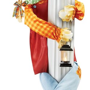 Collections Etc Porche de espantapájaros para niña o abrazador de árbol con linterna iluminada  Brazos y piernas móviles  para columna de porche, Collections Etc Porche de espantapájaros para niña o abrazador de árbol con linterna iluminada  Brazos y piernas móviles  para columna de porche,