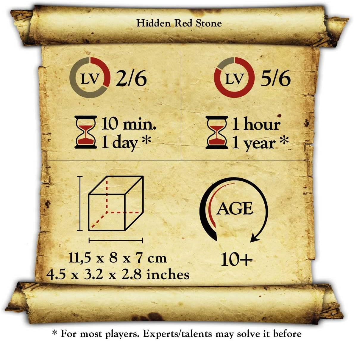 Logica Puzzles Art. Piedra Roja Oculta – Rompecabezas 3D en madera fina – 2 rompecabezas en 1 – Colección Leonardo da Vinci – Rompecabezas mental