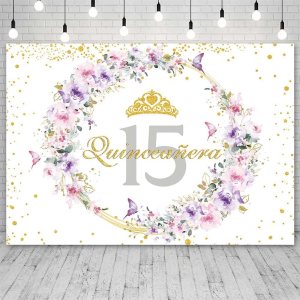 SENDY Telón de fondo de quinceañera de 10 x 7 pies para niña, México, 15 años, suministros de fiesta de cumpleaños para niñas, fondos de fotografía, SENDY Telón de fondo de quinceañera de 10 x 7 pies para niña, México, 15 años, suministros de fiesta de cumpleaños para niñas, fondos de fotografía,