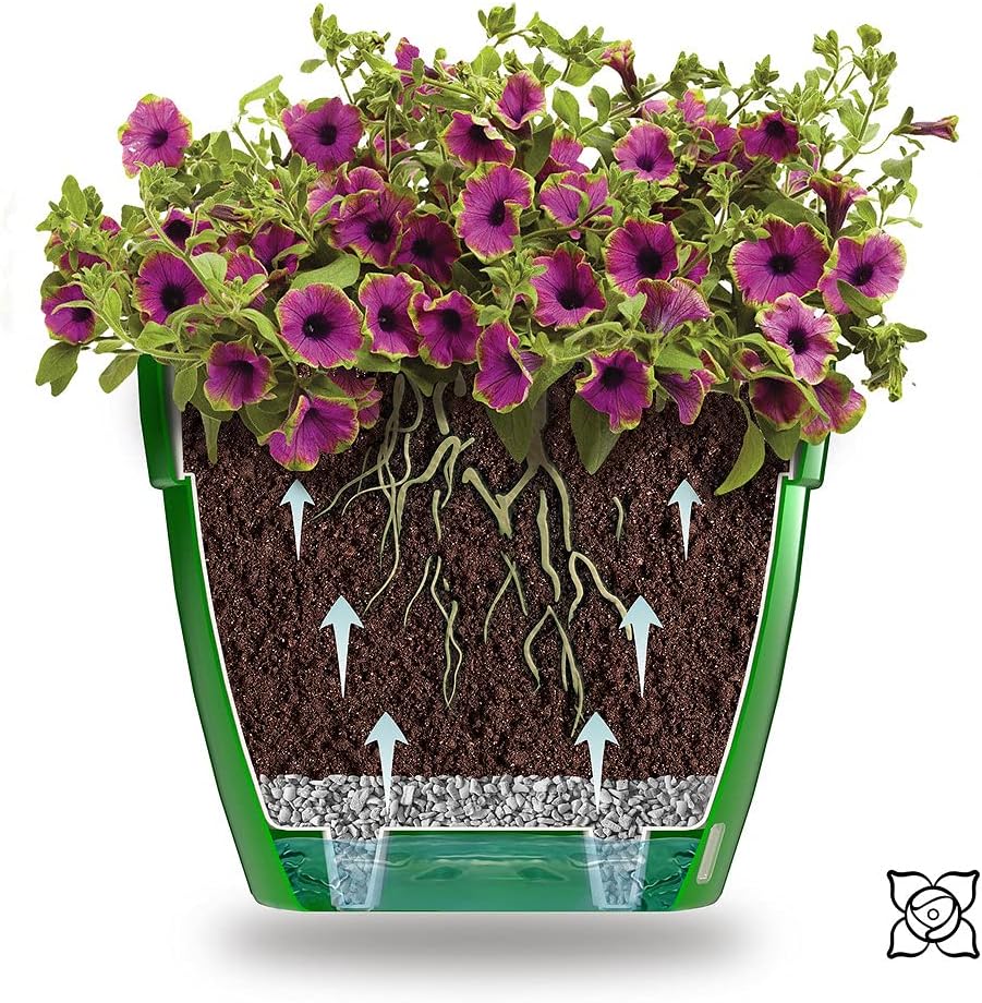 ASTI – Maceta de riego automático, maceta moderna con indicador de nivel de agua para todas las plantas de la casa, flores, hierbas, suculentas y