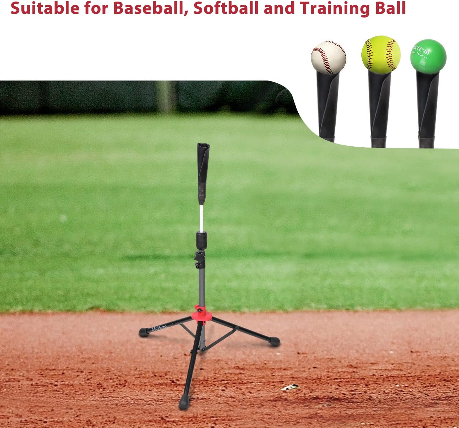 McHom Camiseta de bateo de béisbol y sóftbol – Camiseta de viaje para golpear  Altura ajustable  Portátil y plegable  Base de trípode