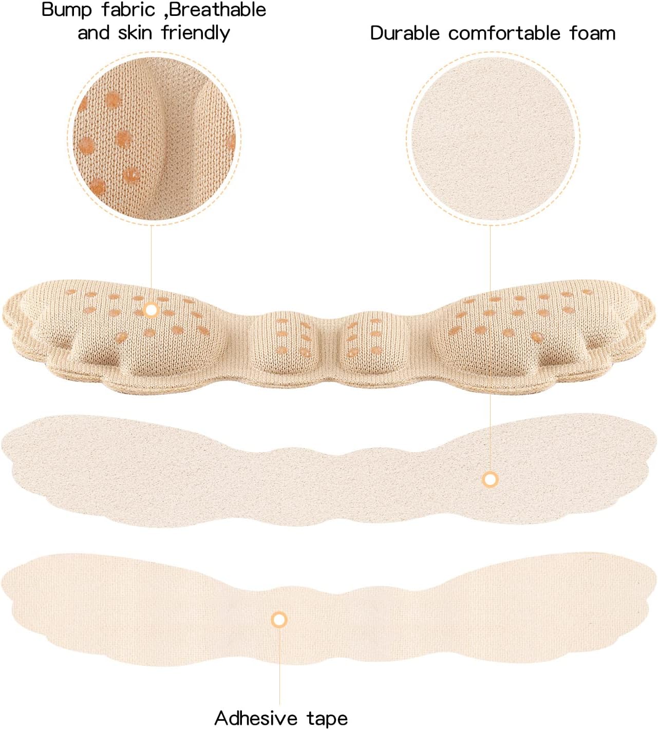 Almohadillas acolchadas para la parte posterior del talón, inserciones adhesivas de agarre para zapatos sueltos, tacón alto demasiado grande, forro
