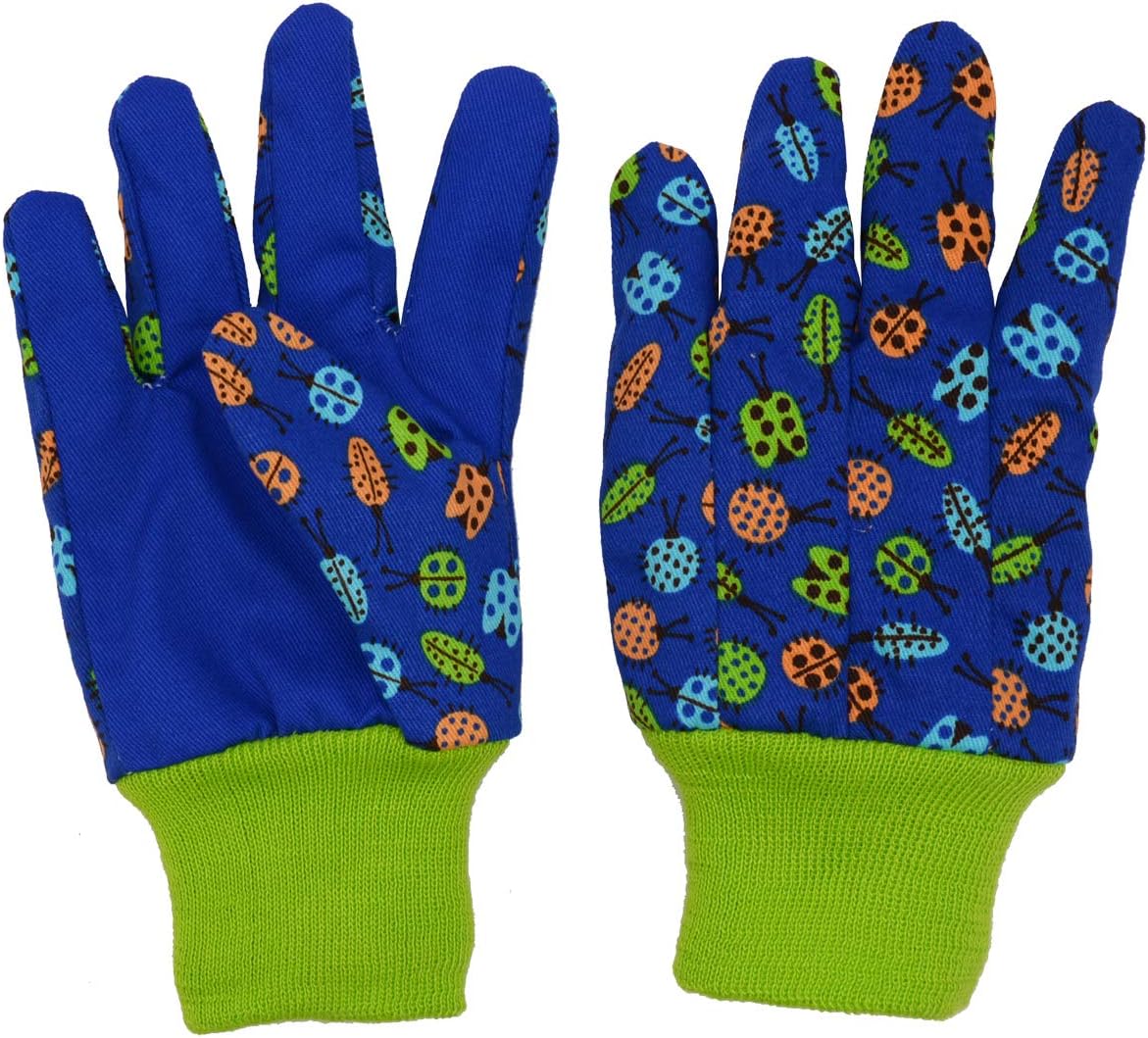 HANDLANDY Guantes de jardinería para niños de 5 a 8 años, guantes de trabajo de jardín para niñas y niños (verde (pájaro + punto), talla M (edad