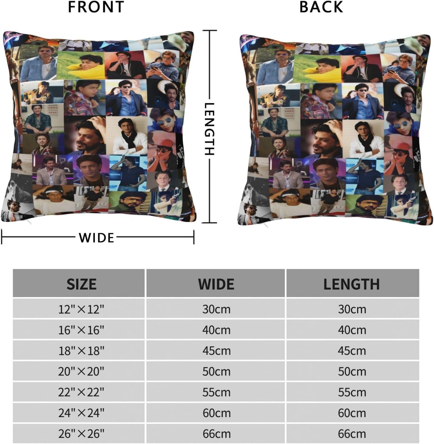 Shah Rukh Khan Collage – Fundas de almohada cuadradas con estampado gráfico para dormitorio, sofá, sala de estar, 16 x 16 pulgadas