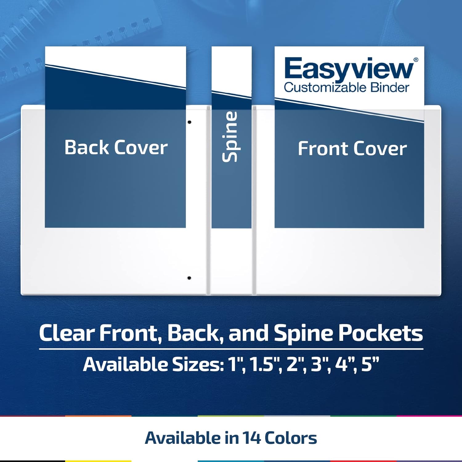 EasyView – Carpetas de alta calidad con anillas en D en ángulo de 5 pulgadas con cubiertas transparentes, carpetas personalizables de 3 anillos para
