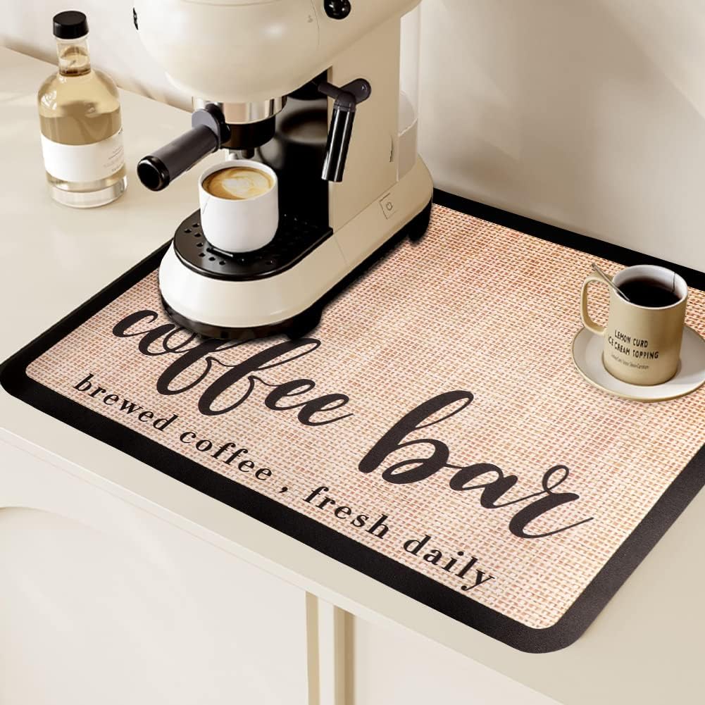 Tapete de café para barra de café, con parte trasera de goma absorbente de manchas y secado rápido para cocina, tapete para cafetera, para